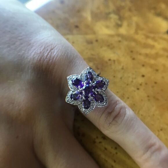 Natural Amethyst Sterling Silver Ring Size 5 - Picture 10 of 10